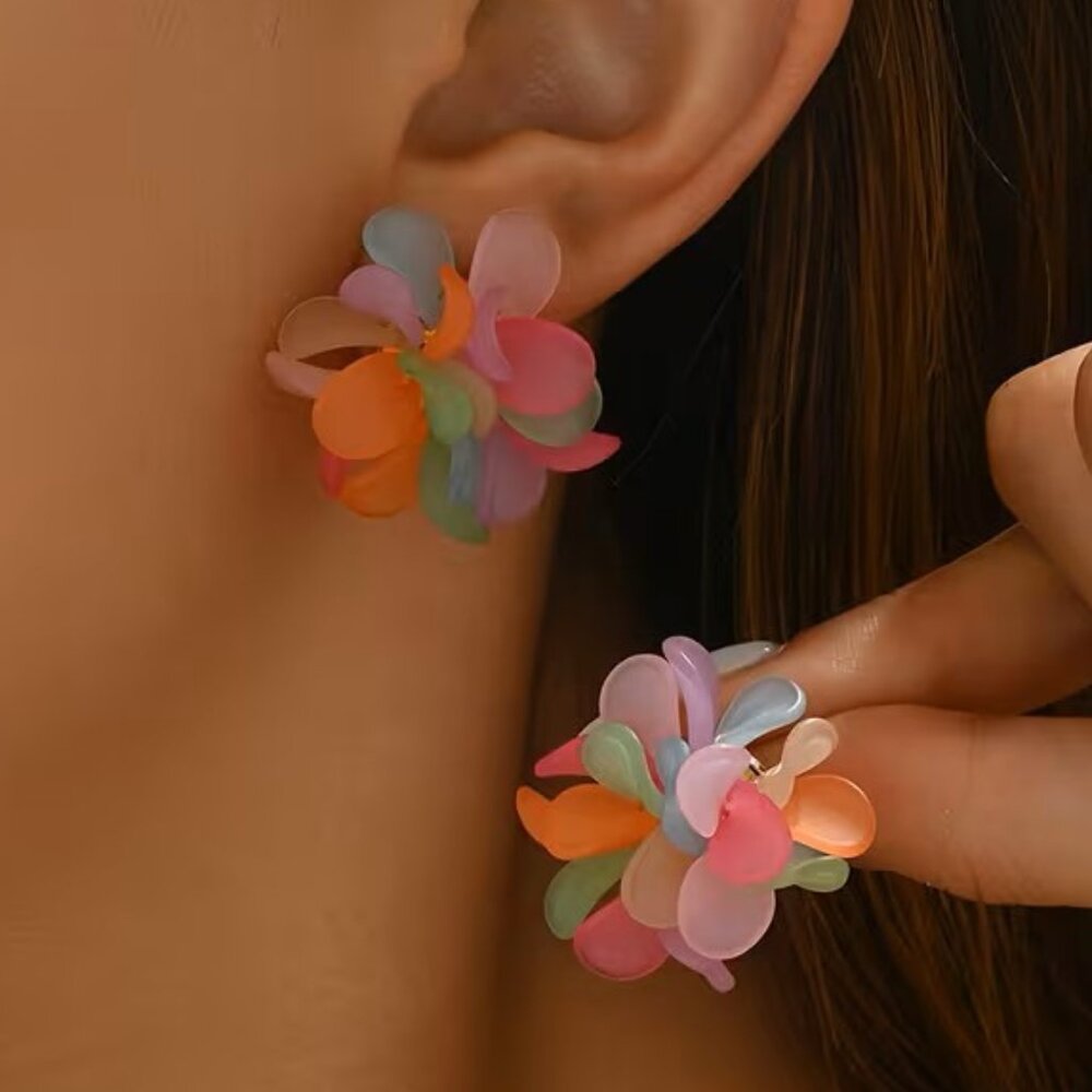 Colorful Acrylic Bohemian Style Floral Earrings Z167